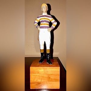 Vintage Early 20th Century Cast Iron Wooden Miniature 12” Indoor Lawn Jockey